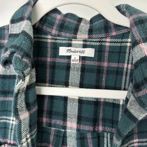 Madewell Green Pink Plaid Flannel